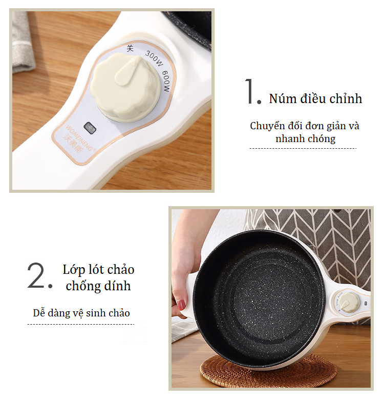 Chảo điện kiêm nồi lẩu điện chống dính nhà bếp cao cấp- Giao ngẫu nhiên