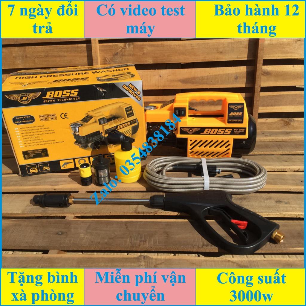 Máy rửa xe áp lực cao boss 3000w tặng bình xịt bọt tuyết và ống nối dày siêu bền
