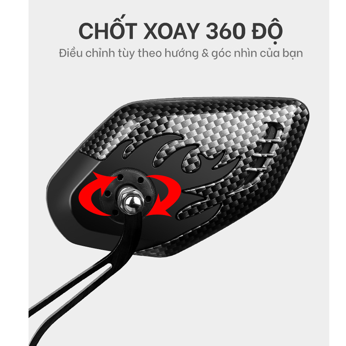 Bộ 2 Gương xe đạp, xe đạp điện cao cấp (kèm chốt gắn ghi-đông lỗ 8mm) xoay 360 độ chắc chắn, gương phẳng, góc lớn giúp đạp xe an toàn Mai Lee