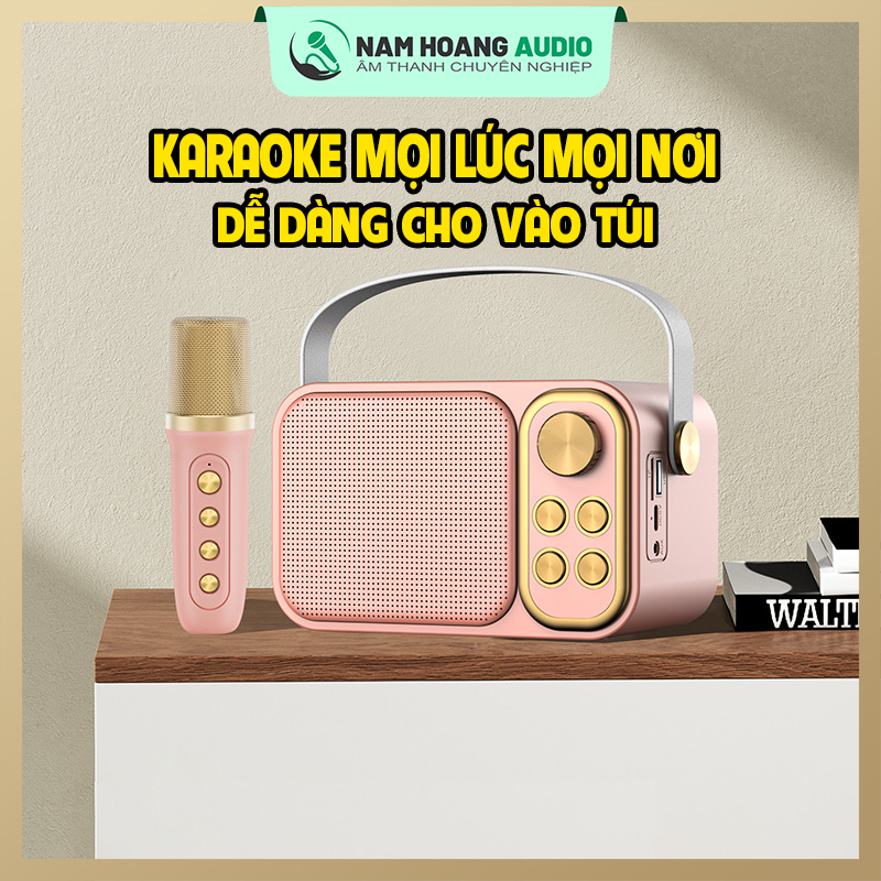 Loa Karaoke Mini Bluetooth YS-103 Hồng Giá Rẻ Kèm 1 Micro Không Dây Âm Thanh Siêu Hay Sang Trọng