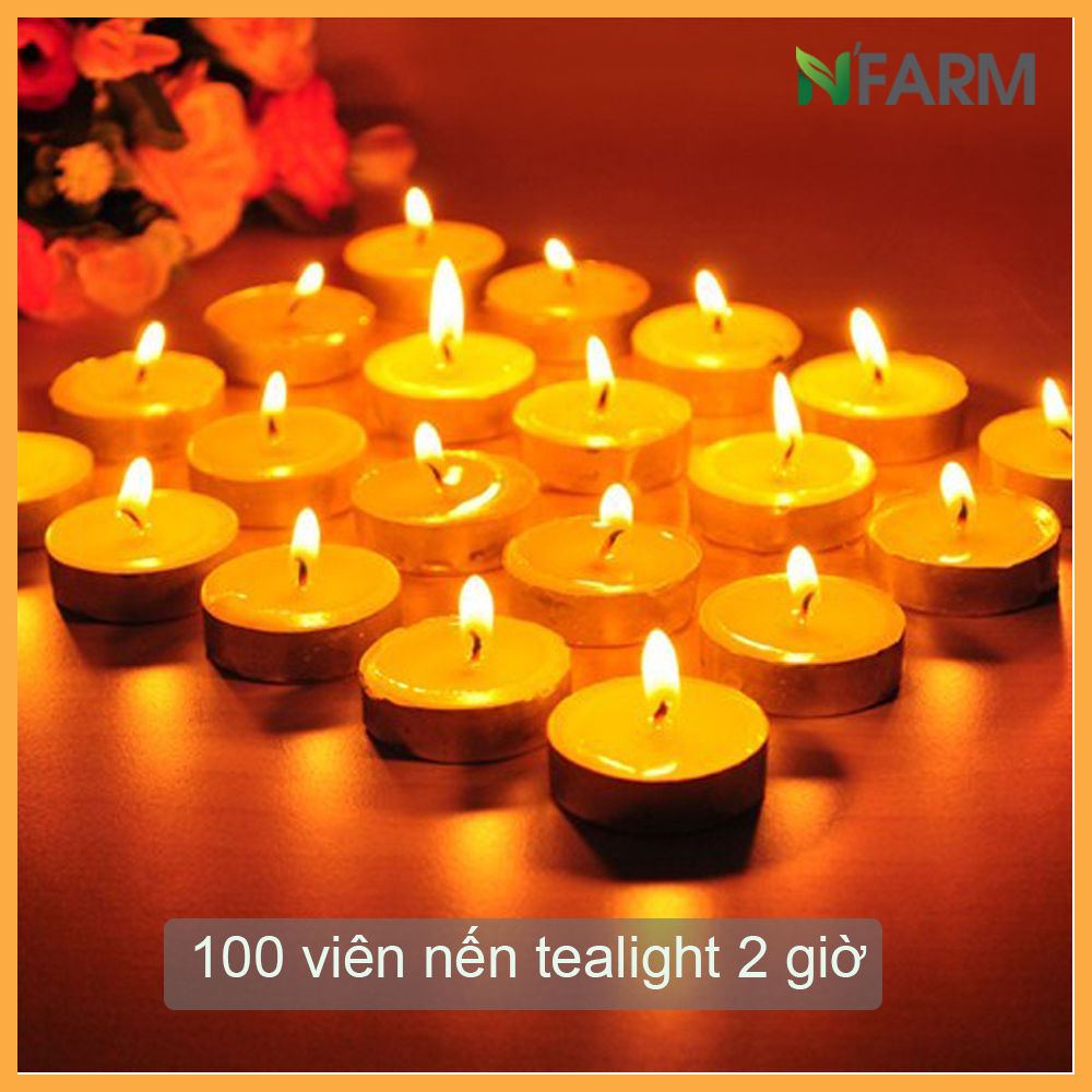 Hộp 100 Viên Nến Tealight Sáp Cọ N'Farm An Toàn Sức Khỏe (2 giờ)/ Dùng kết hợp đèn xông và tinh dầu/ Khử mùi và đuổi côn trùng hiệu quả.