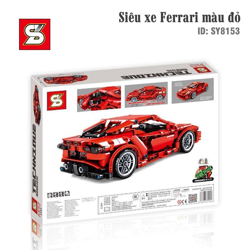 Đồ Chơi Lắp Ghép Xếp Hình Kéo Cót Siêu Xe Ferrari Màu Đỏ - SY BLOCK SY8153 - 603 chi tiết