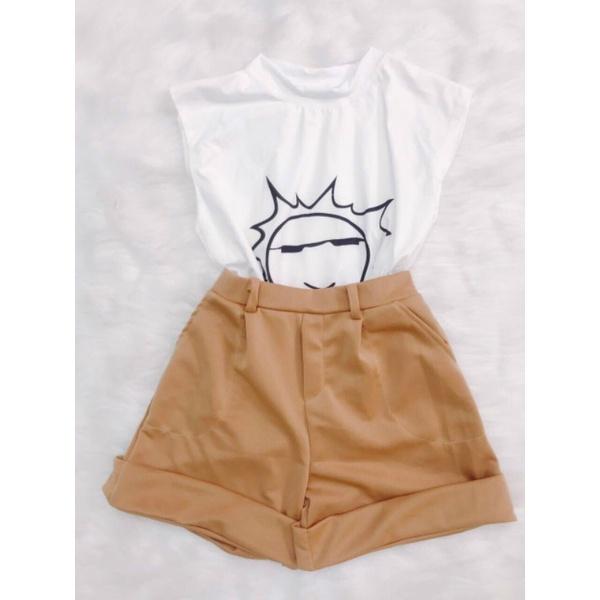 Set đùi gấp lai phối áo mặt trời cute