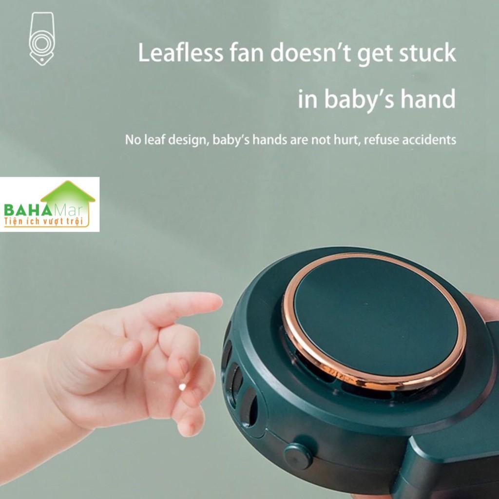 QUẠT MINI CẦM TAY 3 BÁNH RĂNG CÓ THỂ ĐIỀU CHỈNH CÓ DÂY ĐEO CỔ LÀM MÁT "BAHAMAR" gió thổi rộng và luồng không khí mạnh mẽ