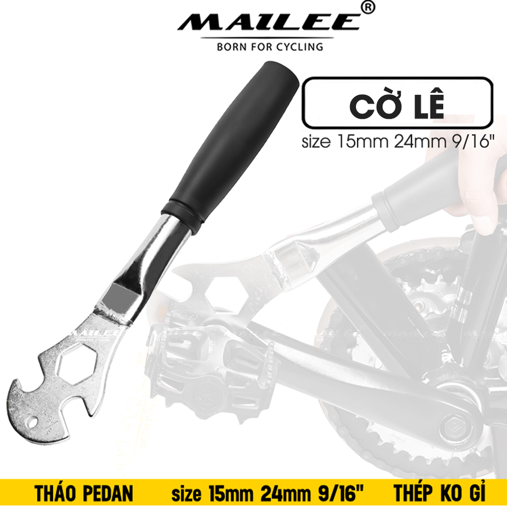 Cờ lê Tháo bàn đạp pedan xe đạp, tháo trục bánh xe trước sau,  size 15mm 24mm 9/16&quot; chất liệu thép không gỉ, tay cầm PVC chống trượt - Mai Lee