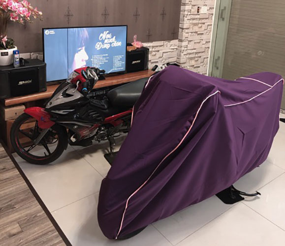 Bạt trùm xe máy VẢI DÀY CÁN PU ĐEN chống nắng mưa cao cấp