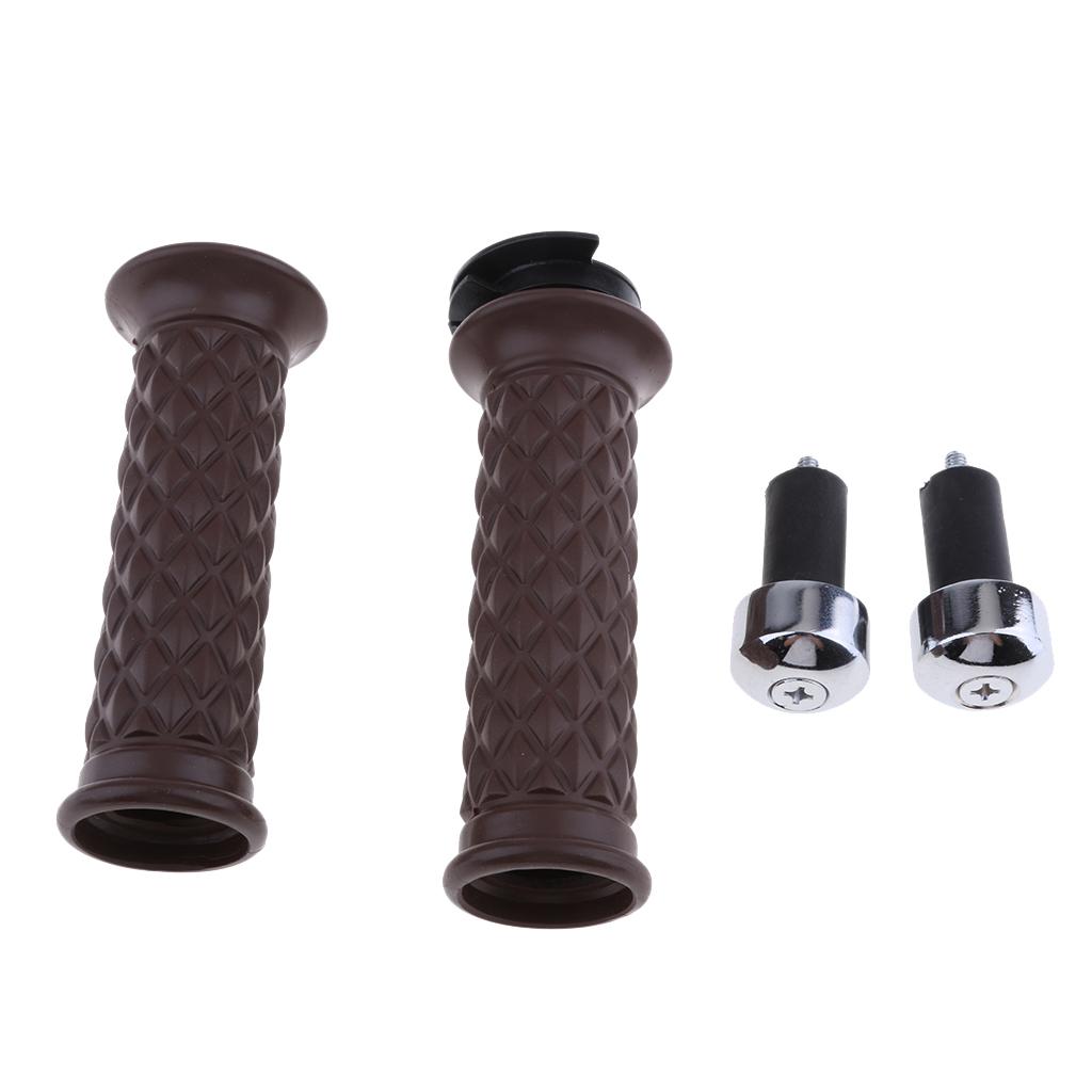 Pair of 7/8'' 22mm Black Motorcycle Handlebar Throttle Grips with Bar End