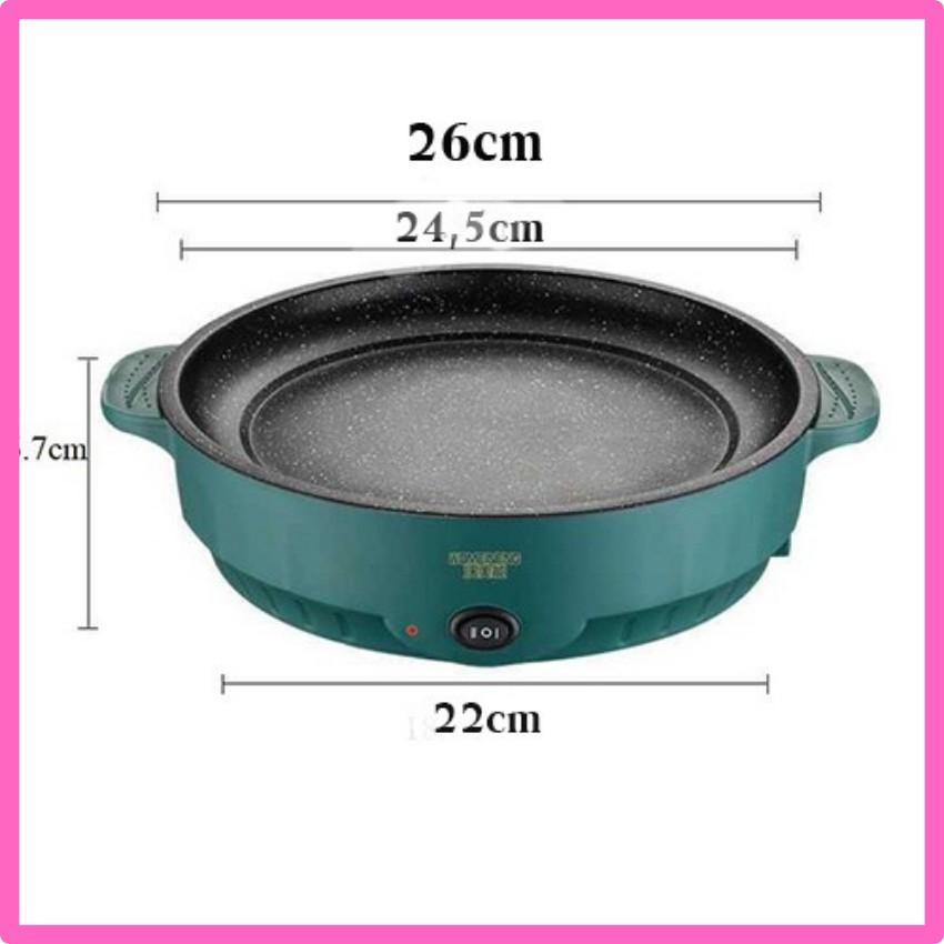 Chảo nướng điện chống dính mini đa năng 26cm, Chảo nướng thịt Hàn Quốc sang trọng nhanh chín thức ăn