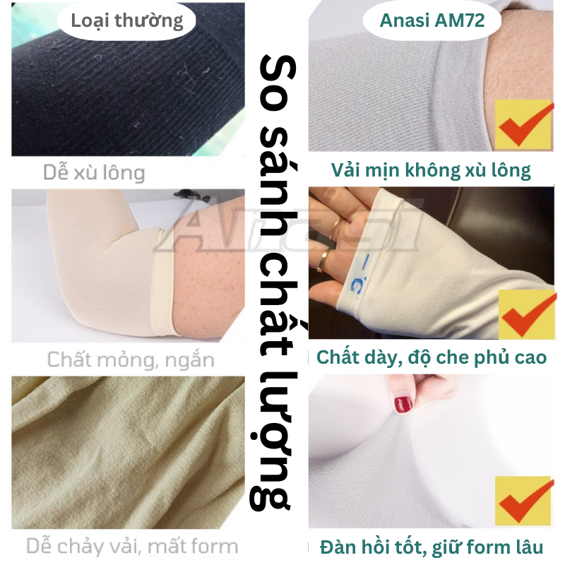 Găng tay chống nắng loại DÀY | Không xỏ ngón Anasi AM72 - Chống tia cực tím UPF50+