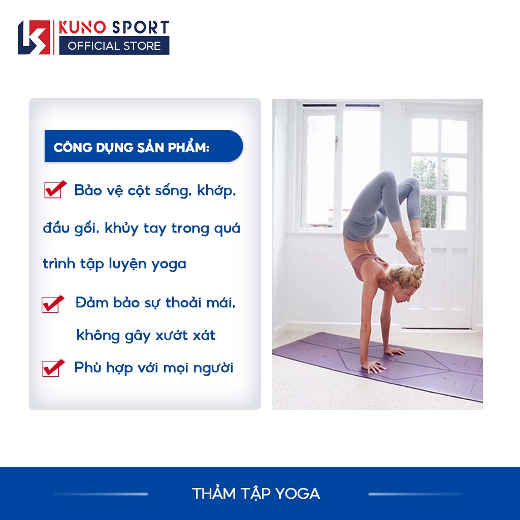 Thảm tập Yoga TPE 2lớp Chống Trượt độ dày 6mm cao cấp Kunosport