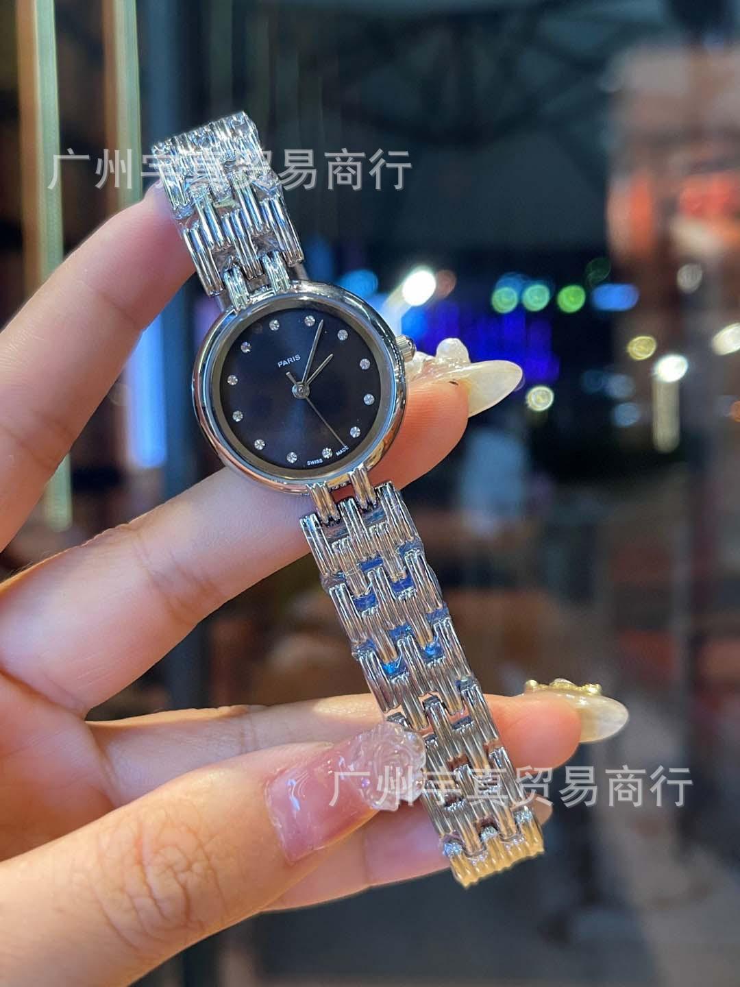 Kinh doanh wechat thuận lợi nhất dijia phong cách nóng bỏng mặt số xà cừ nạm kim cương đồng hồ đeo tay nữ thạch anh dây thép đơn giản thời trang