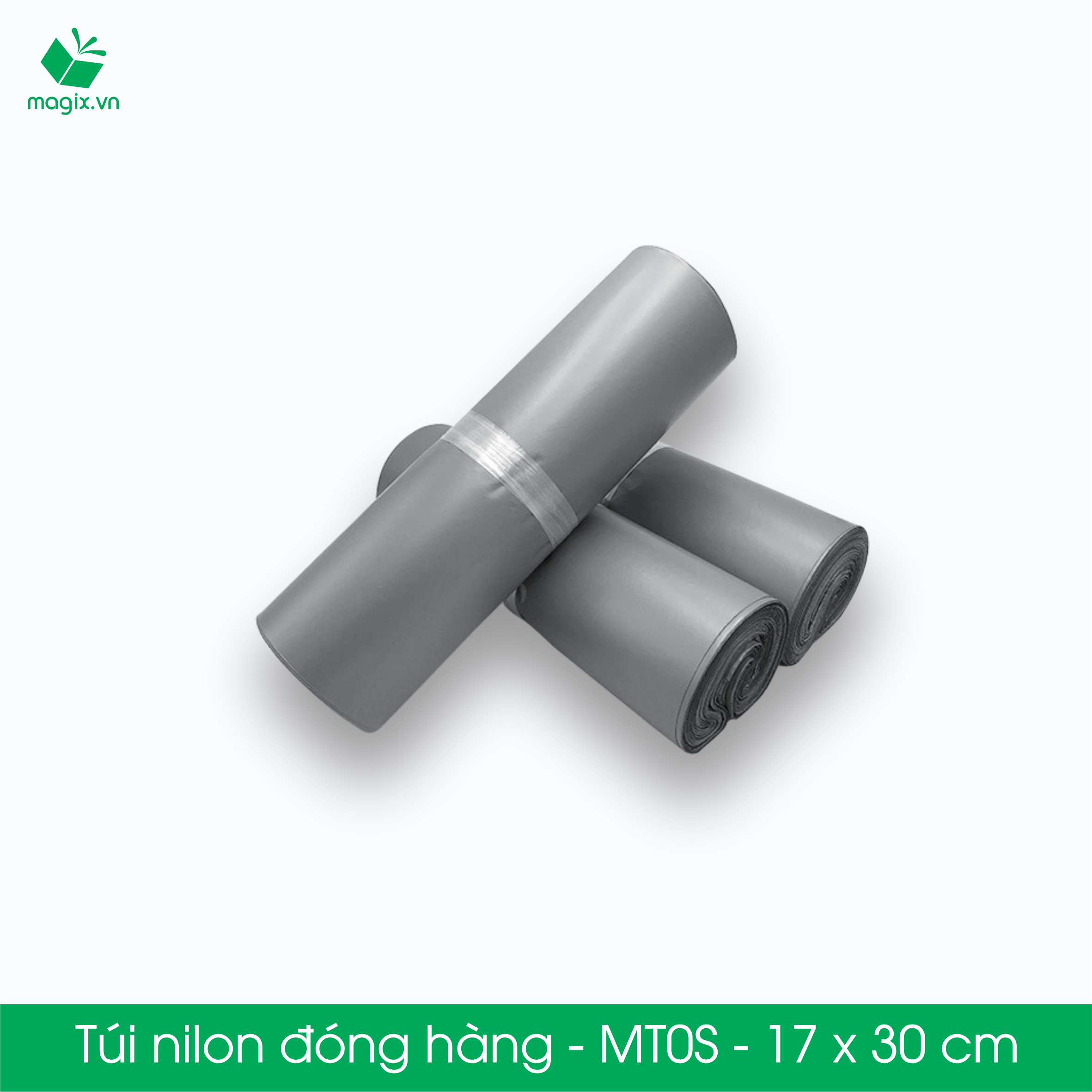 MT0S - 17x30 cm - Túi nilon gói hàng - 100 túi niêm phong đóng hàng màu xám