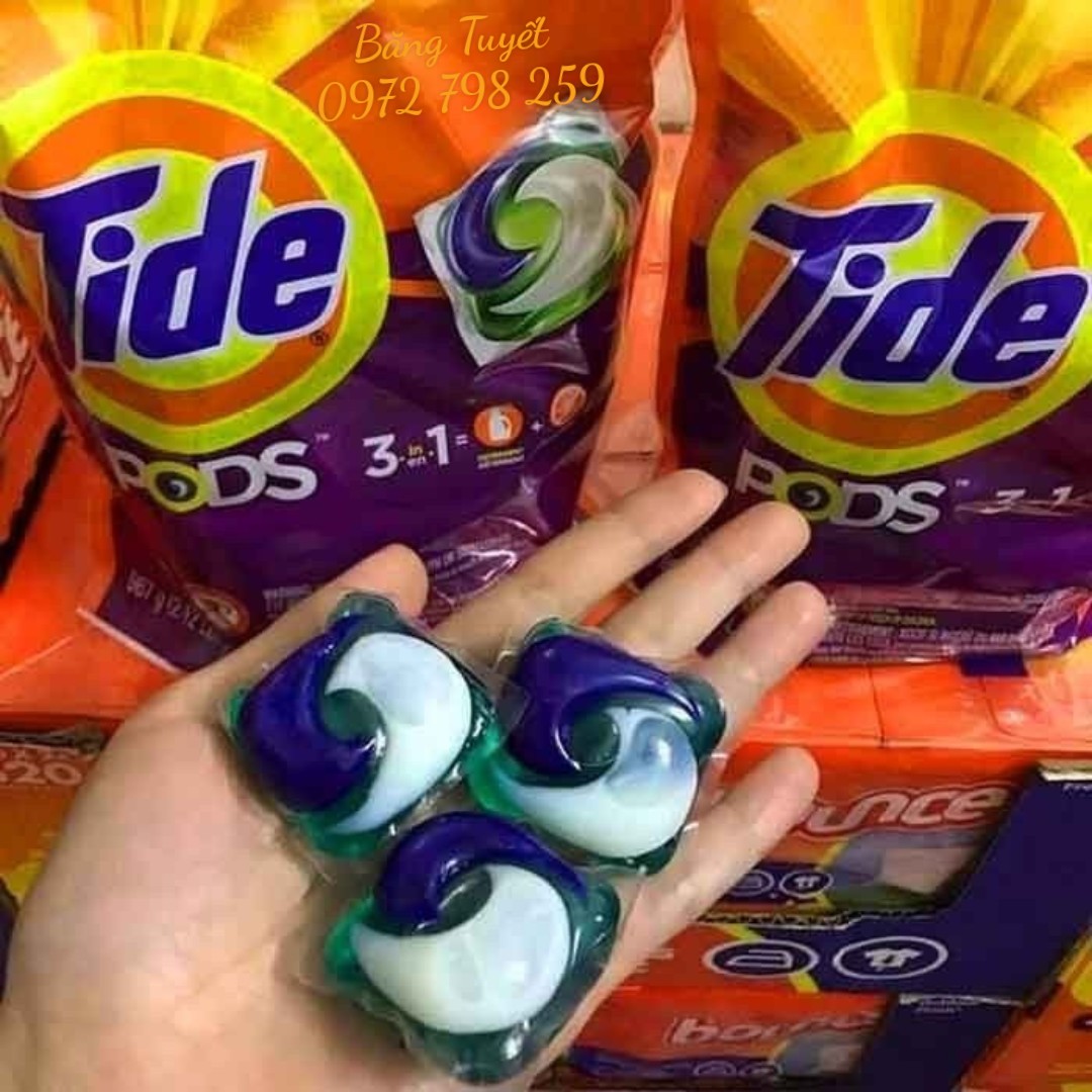 Viên giặt xả Tide Pods 3 trong 1 HÀNG MỸ dễ tan trong nước, thơm, sạch, giữ màu ,mềm vải