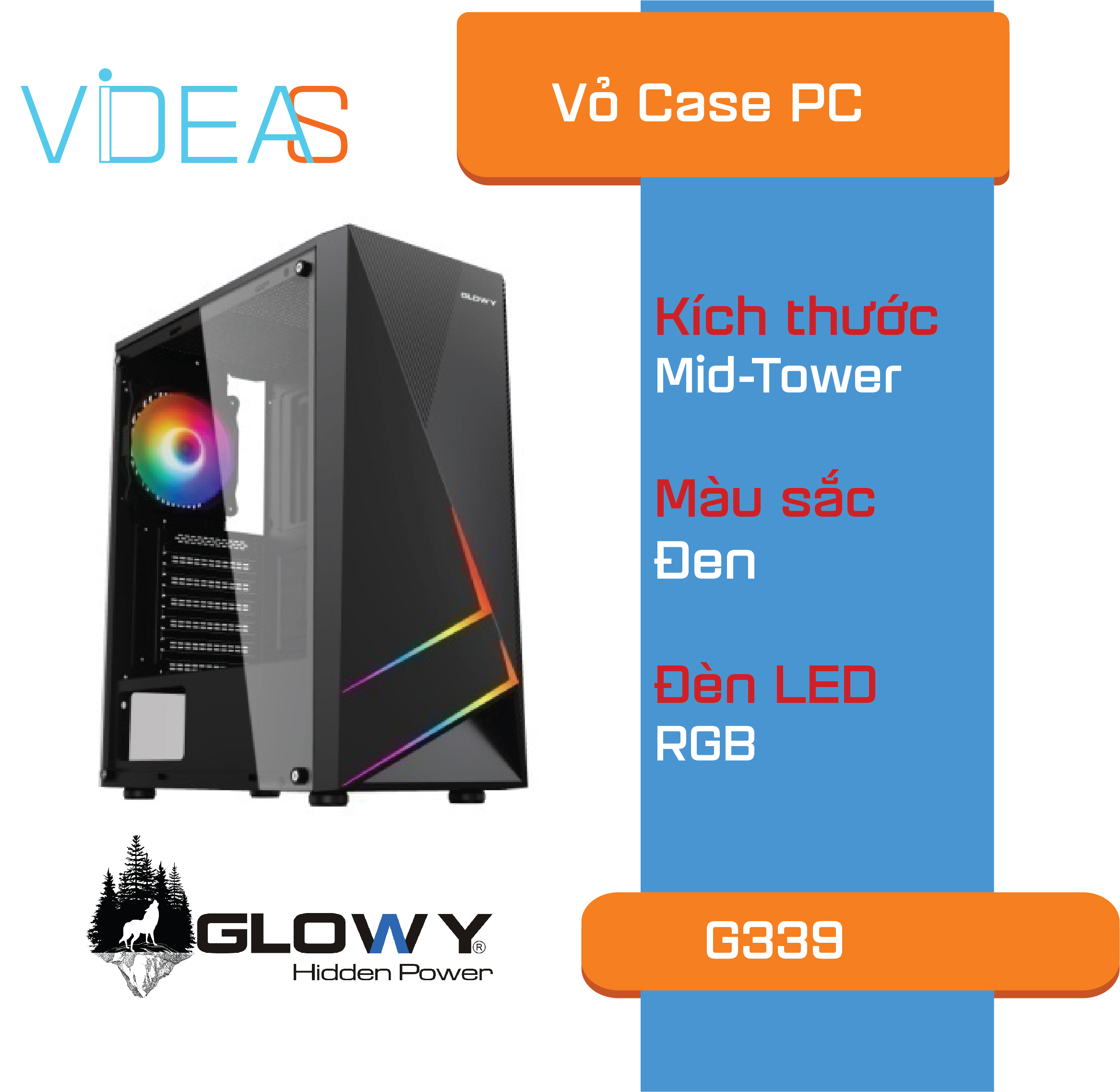 Vỏ case máy tính Glowy G339 _ Hàng nhập khẩu