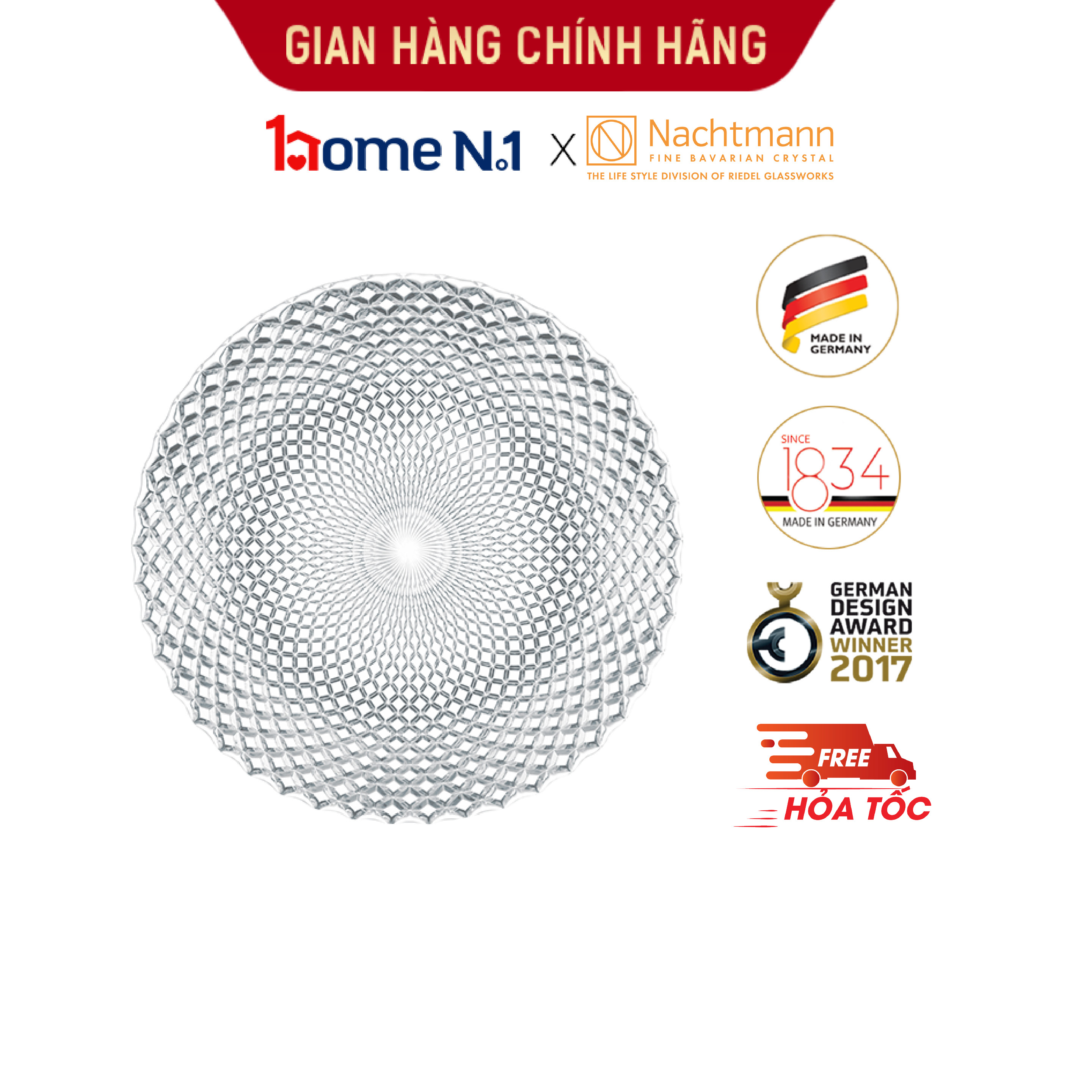 Bộ 2 đĩa pha lê Nachtmann Rumba 32cm - Hàng chính hãng Đức