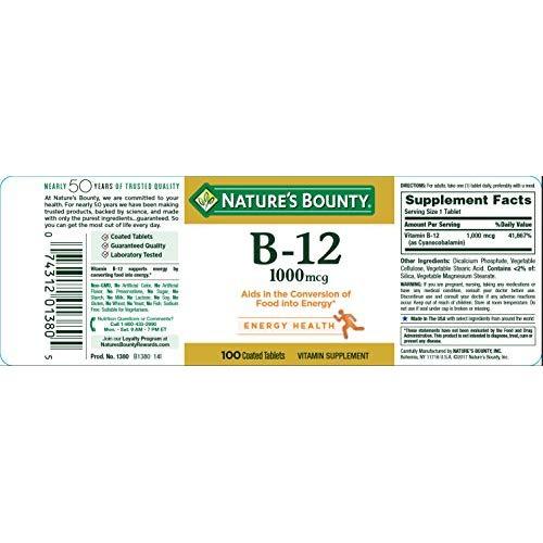 Viên Uống Nature's Bounty Bổ Sung Vitamin B12 Hỗ Trợ Trao Đổi Chất & Hệ Thần Kinh 1000mcg