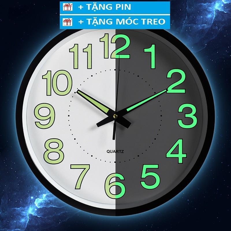 Đồng hồ treo tường Quartz kim trôi dạ quang cao cấp, 30 cm - BẢO HÀNH 12 THÁNG
