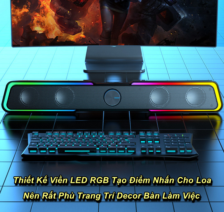 Loa Soundbar DHE6002S Âm Thanh Vòm, Bass Trầm, Kết Nối Bluetooth, LED RGB - Home Decor Furniture