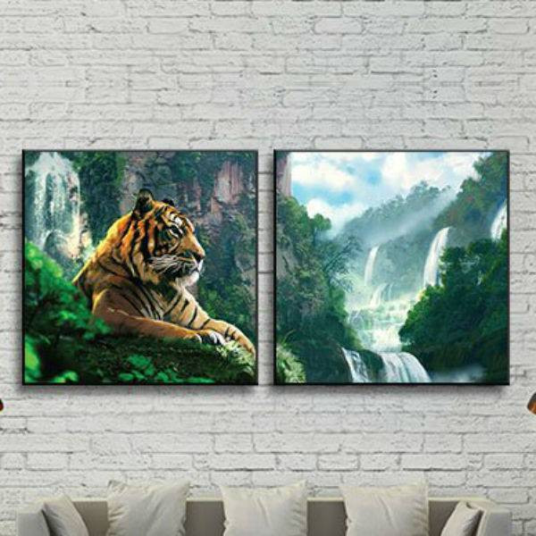 Bộ 2 Tranh Canvas Viền Composite "Con Hổ" W500