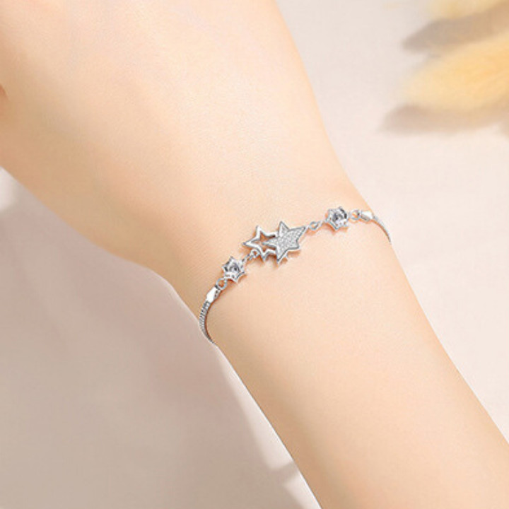 Lắc Tay Bạc Nữ 925 hình ngôi sao yêu thương