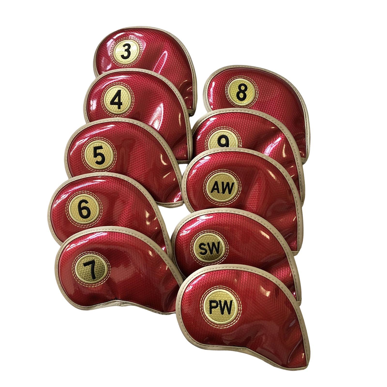 10x Golf Iron Headcover PU Golf Club Head Cover Golf Wedge Iron Protective Headcover for Unisex