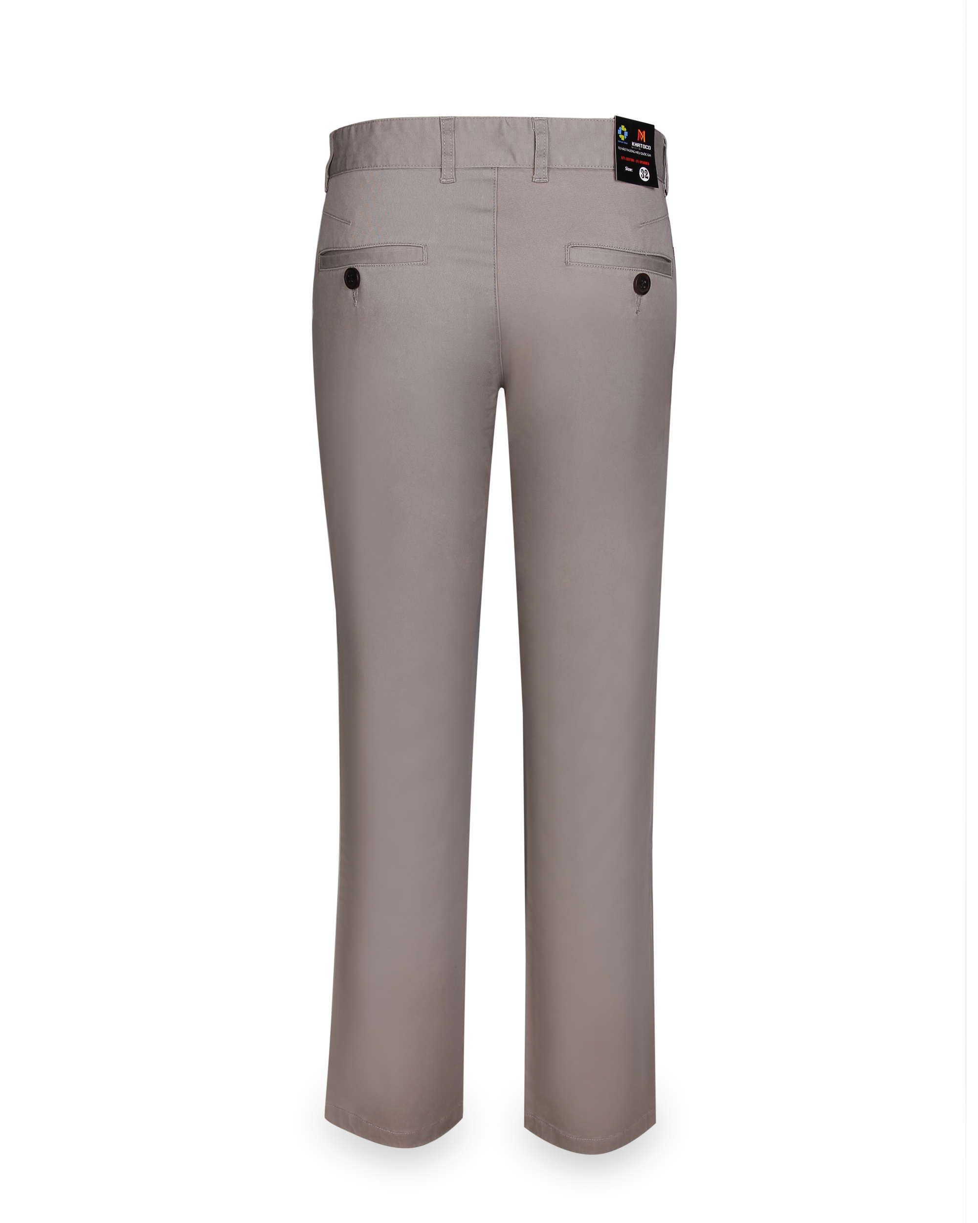 Quần khaki nam không ply ống ôm xám nhạt Khatoco Q2M528S0-CNMA004-2006-0