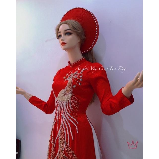 Áo dài hỏi cưới truyền thống phượng hoàng