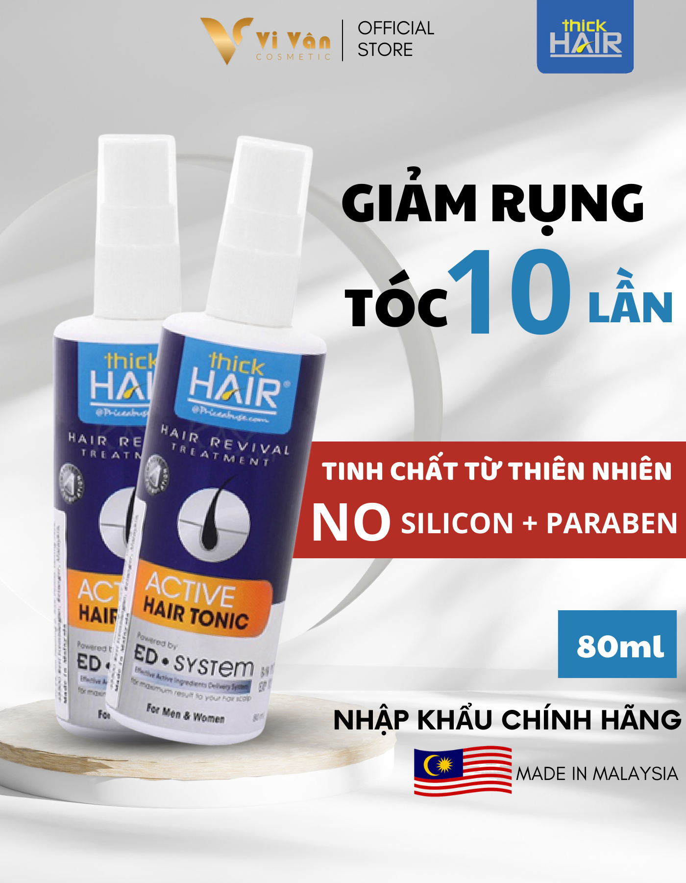 Xịt Nước Kích Mọc Tóc THICK HAIR TONIC 80ML I Tinh Chất Ngăn Rụng Tóc, Dưỡng Tóc - ( Vivan _ Cosmetics )