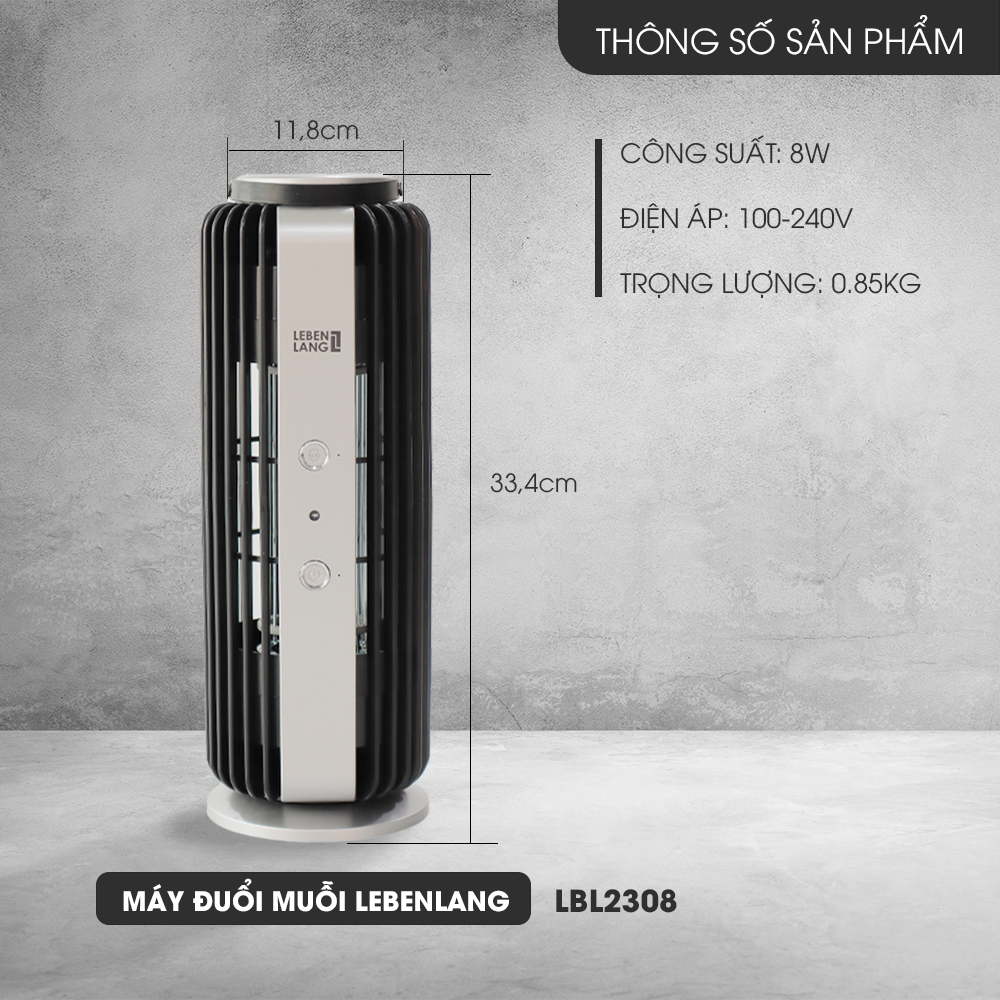 Hình ảnh Đèn bắt muỗi, máy bắt muỗi Lebenlang LBL2308, máy diệt côn trùng thông minh 2 tần số, 8W an toàn cho cả gia đình - hàng chính hãng