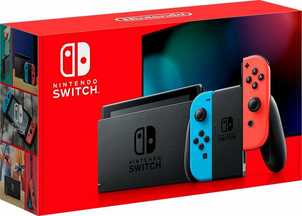 MÁY GAME NINTENDO SWITCH NEON BLUE KÈM GAME MINECRAFT DUNGEONS + PAPER MARIO: ORIGAMI KING- Hàng nhập khẩu