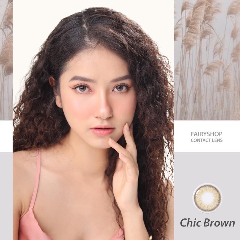 Kính Áp tròng Chic Brown 14.0MM - Kính Áp Tròng FAIRY SHOP CONTACT LENS độ 0 đến 8 Silicone Hydrogel Lens Cho Mắt Thở