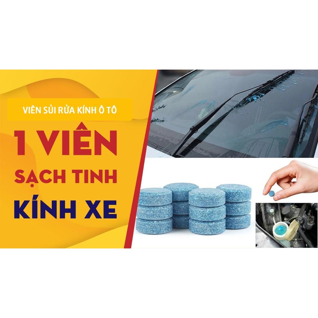 Viên sủi rửa kính ô tô siêu sạch - Hỗ trợ Tẩy sạch kính lái, 100% sinh học, thân thiện môi trường