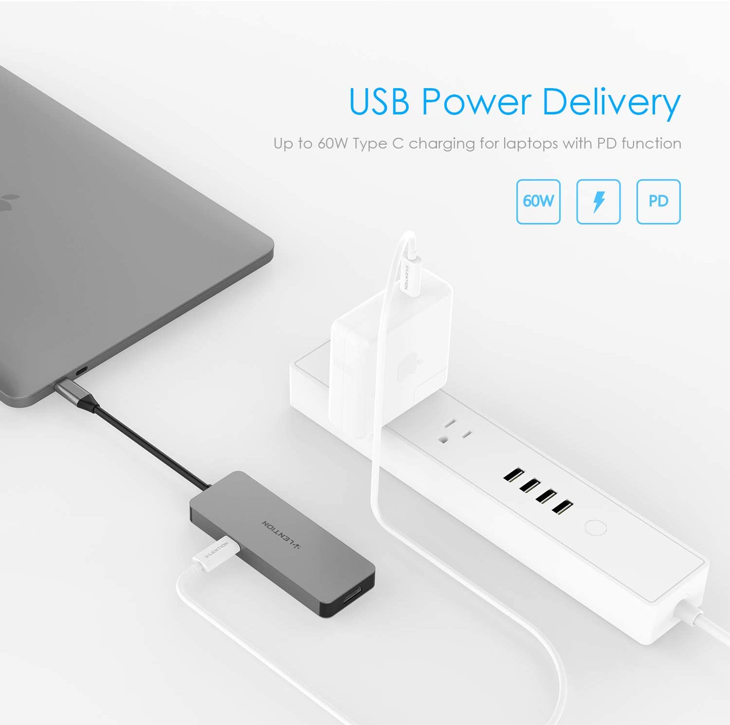 Hub USB C LENTION 6 trong 1 C17 Cổng sạc 60W HDMI 4K Đầu đọc thẻ SD/TF - Hàng chính hãng