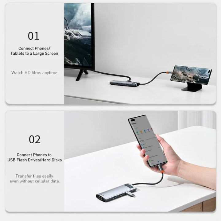 Hub chuyển đổi đa năng 8 trong 1 Baseus CAHUB-CV0G - HÀNG CHÍNH HÃNG