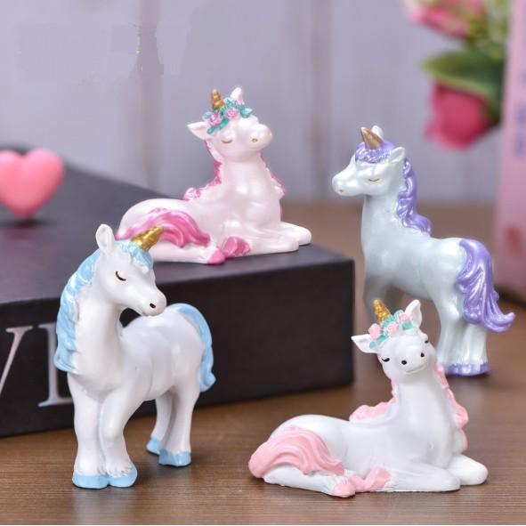 Mô hình ngựa kỳ lân Unicorn trang trí bánh sinh nhật, nhà búp bê, DIY