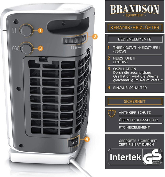 QUẠT SƯỞI GỐM BRANDSON 303328 công suất 1200W Hàng chính hãng