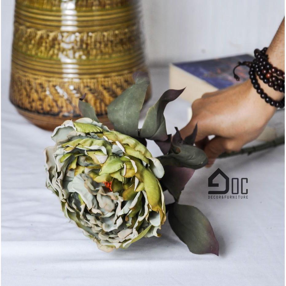 Cành hoa mẫu đơn lụa,hoa giả trang trí,phù hợp cắm bình thủy tinh,bình gốm, chụp ảnh size bông 12-14cm