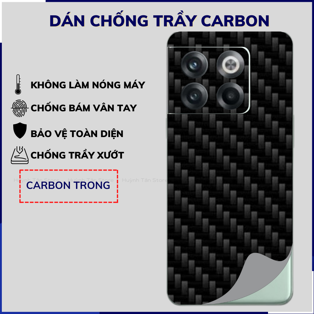 Miếng dán oneplus 10t carbon trong và đen chống trầy xướt chống bám vân tay phụ kiện huỳnh tân store