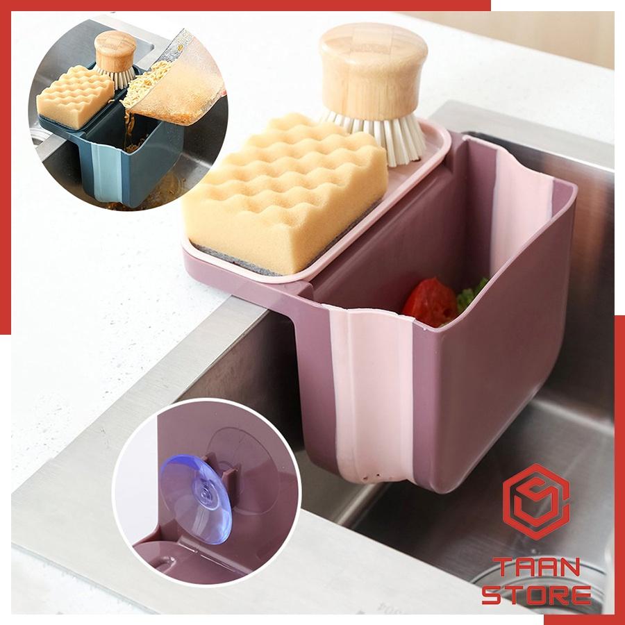 Giỏ Rổ Lọc Rác Bồn Rửa Bát Khay Lọc Đựng Rác Đồ Thức Ăn Thừa Treo Bồn Rửa Chén Lavabo Bằng Nhựa PP Gấp Gọn