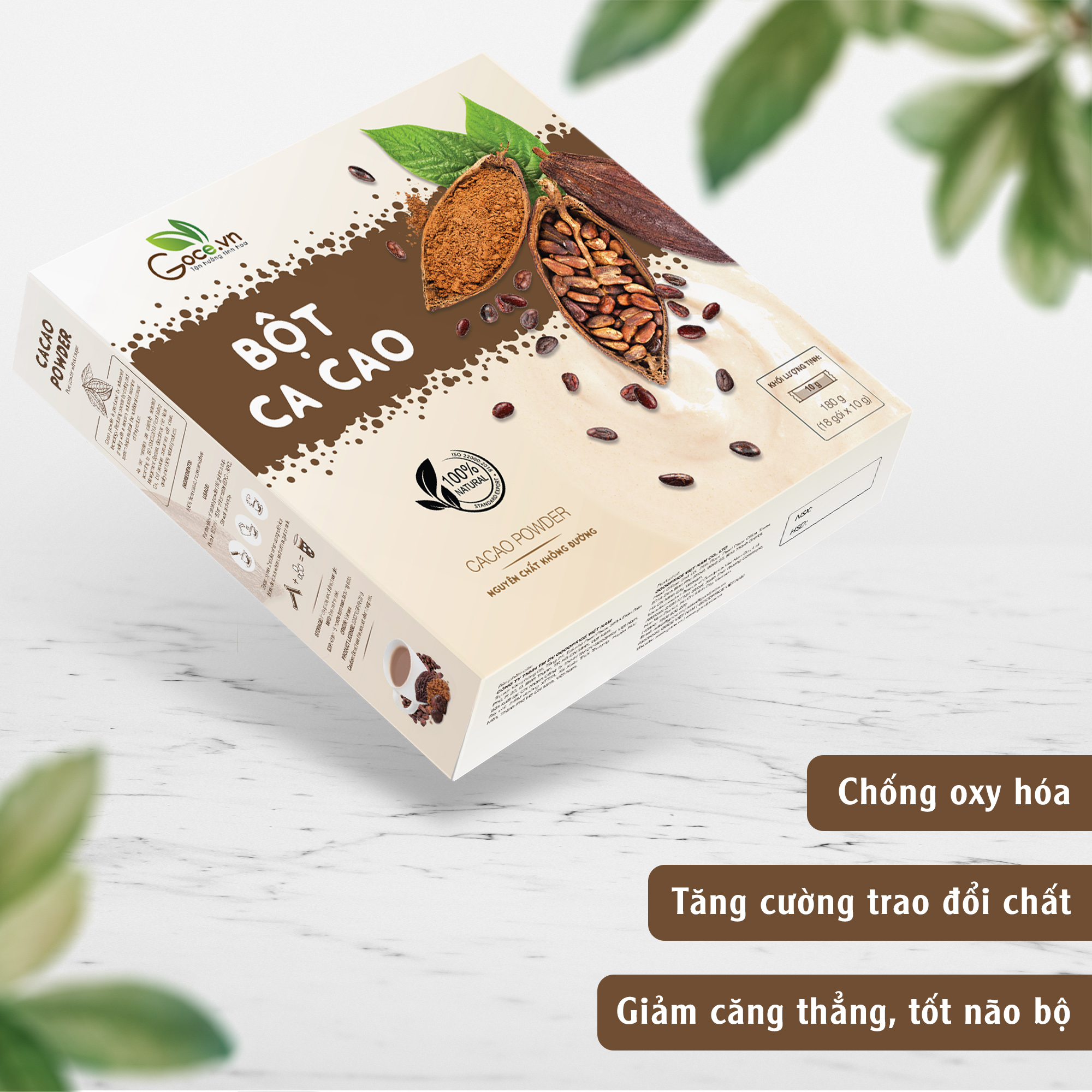 Bột ca cao nguyên chất Goce - 180g (18 gói x 10g)