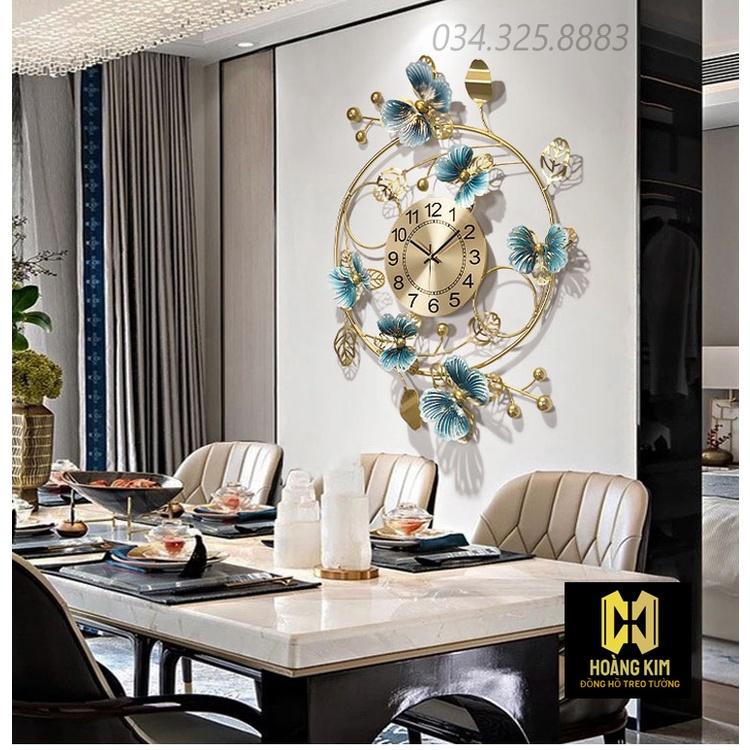 Đồng Hồ Treo Tường Đồng Hồ Trang Trí Decor hình Hồ Điệp bay lượn trang nhã, hiện đại size 75x55cm