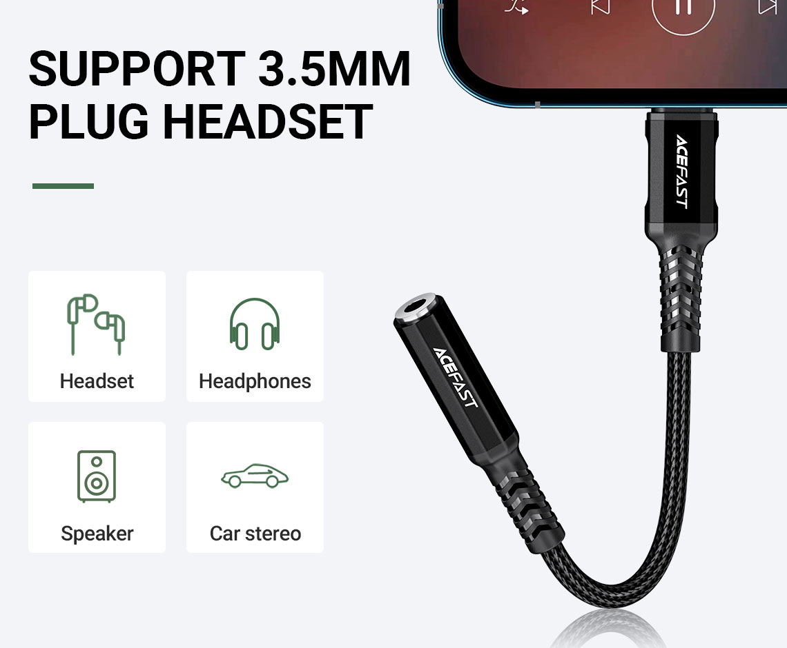 Cáp chuyển LN qua Audio 3.5mm ACEFAST C1-06/C1-05 Male/Female - Hàng Chính Hãng