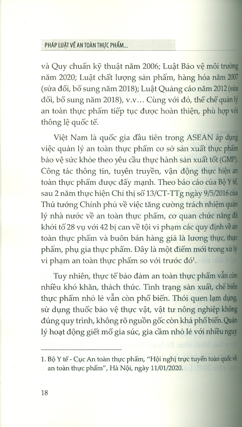 Pháp Luật Về An Toàn Thực Phẩm Ở Việt Nam (Sách chuyển khảo) - TS. Phạm Thị Thúy Nga (Chủ biên)