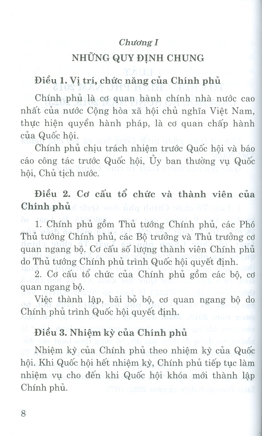 Luật Tổ Chức Chính Phủ Năm 2015 (Sửa Đổi, Bổ Sung Năm 2019, 2023)