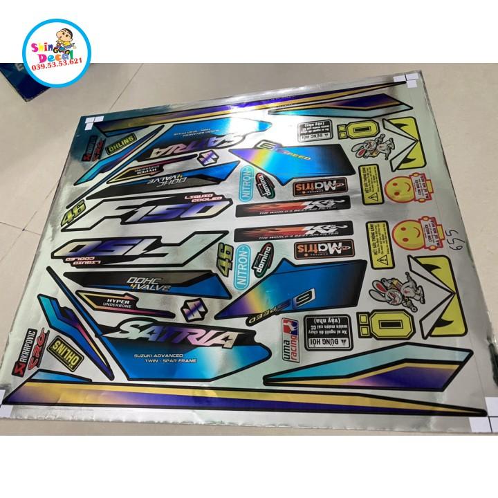 Tem xe Satria FI dán xe đen chất liệu Crom