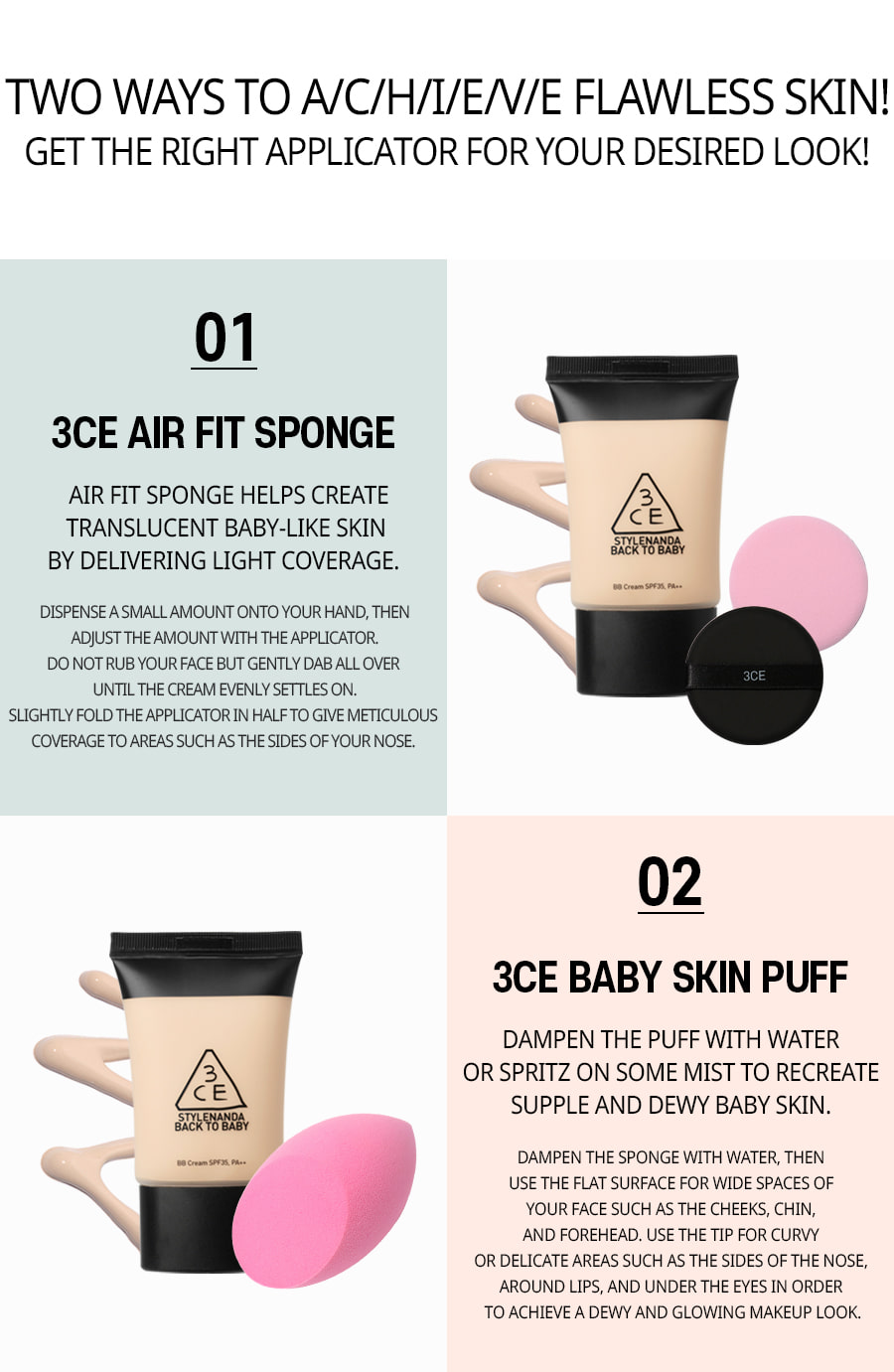 Kem Nền 3CE BACK TO BABY BB CREAM SPF35 PA++ 30ml