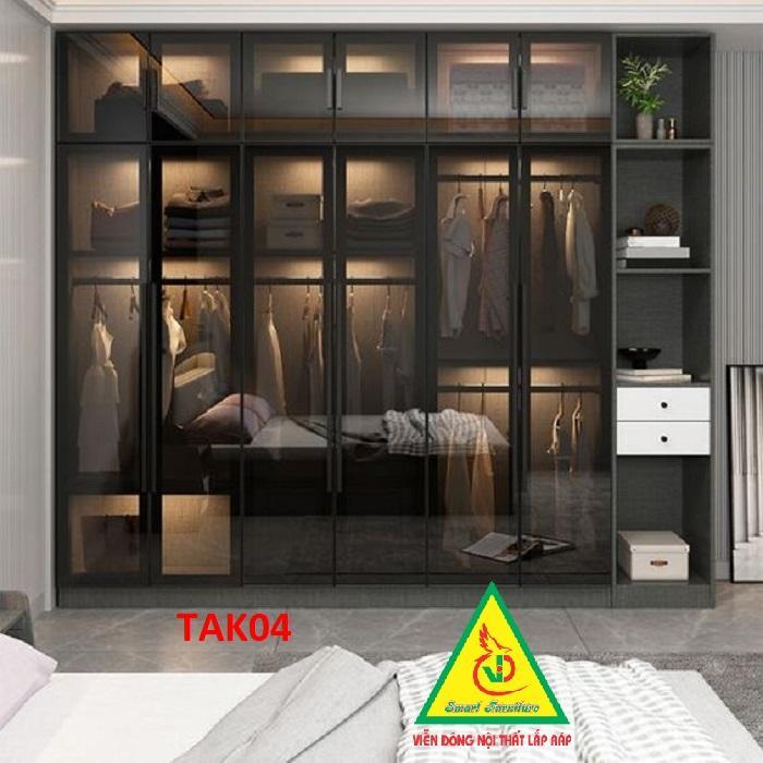 Tủ quần áo cánh kính khung nhôm hiện đại cánh mở TAK04 - Nội thất lắp ráp Viễn Đông Adv