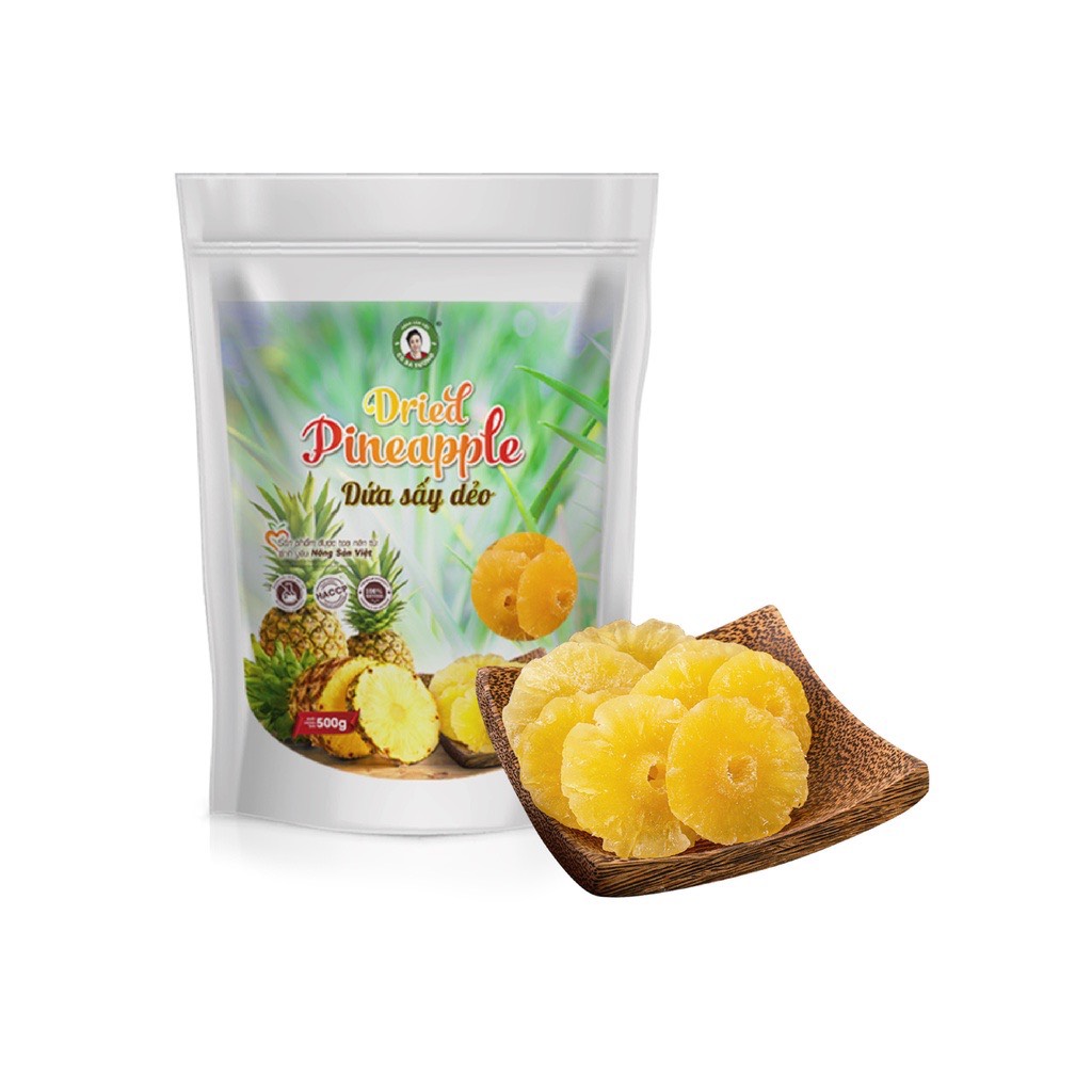 Dứa sấy dẻo 500 gam- nguyên vị 100% tự nhiên - ăn vặt siêu ngon - nông sản sạch