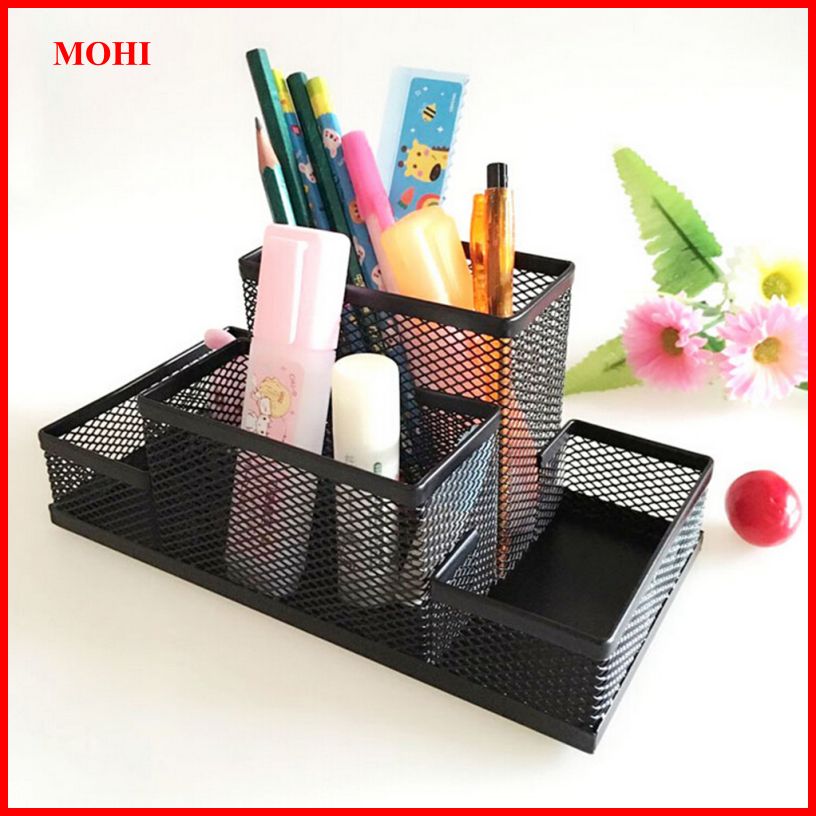 Kệ Đựng/ Giá Đựng Bút 4 Ngăn Bằng Kim Loại Đa Năng Bền Đẹp Phù Hợp Cho Bàn Học,Bàn Làm Việc, Văn Phòng - Hàng Chính Hãng