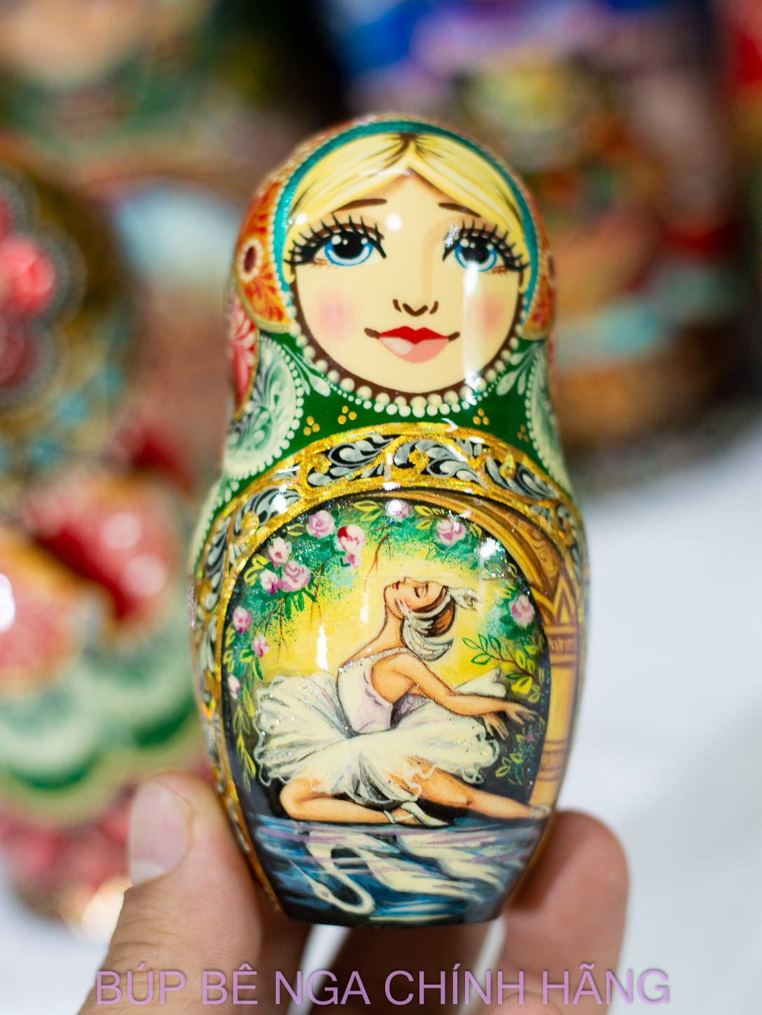 BỘ BÚP BÊ NGA MATRYOSHKA CAO CẤP 5 LỚP 16CM HOA VĂN "VỞ BALE HỒ THIÊN NGA" RẤT ĐẸP VÀ SANG TRỌNG